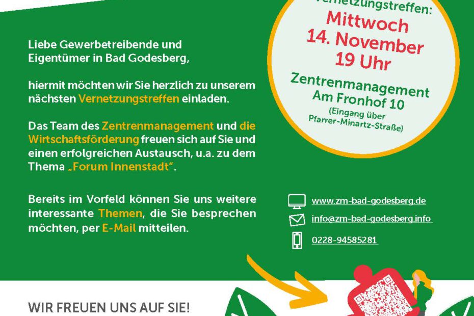 Flyer Vernetzungstreffen am 14.11. um 19 Uhr für Handel und Immobilien